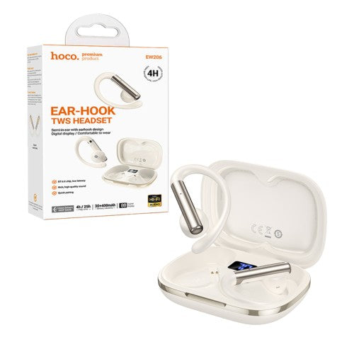 Auscultadores True Sem Fio Hoco EW206 Branco Leite