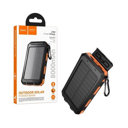 Power Bank Solar Hoco J164 Platinum com Luz Dupla 8000mAh Preto