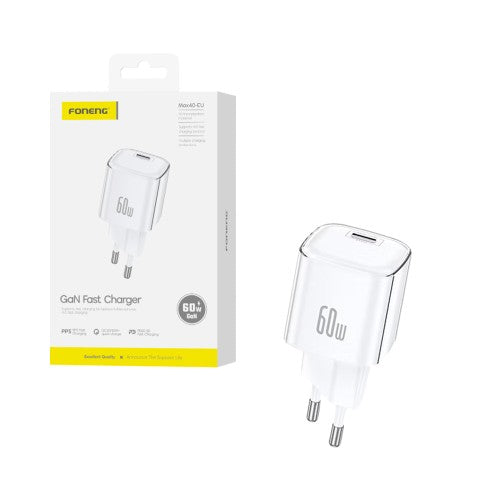 Adaptador Foneng MAX40-EU GAN Tipo-c PD60W Branco