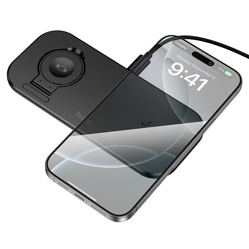 Hoco CW65 wireless charger in use with a phone