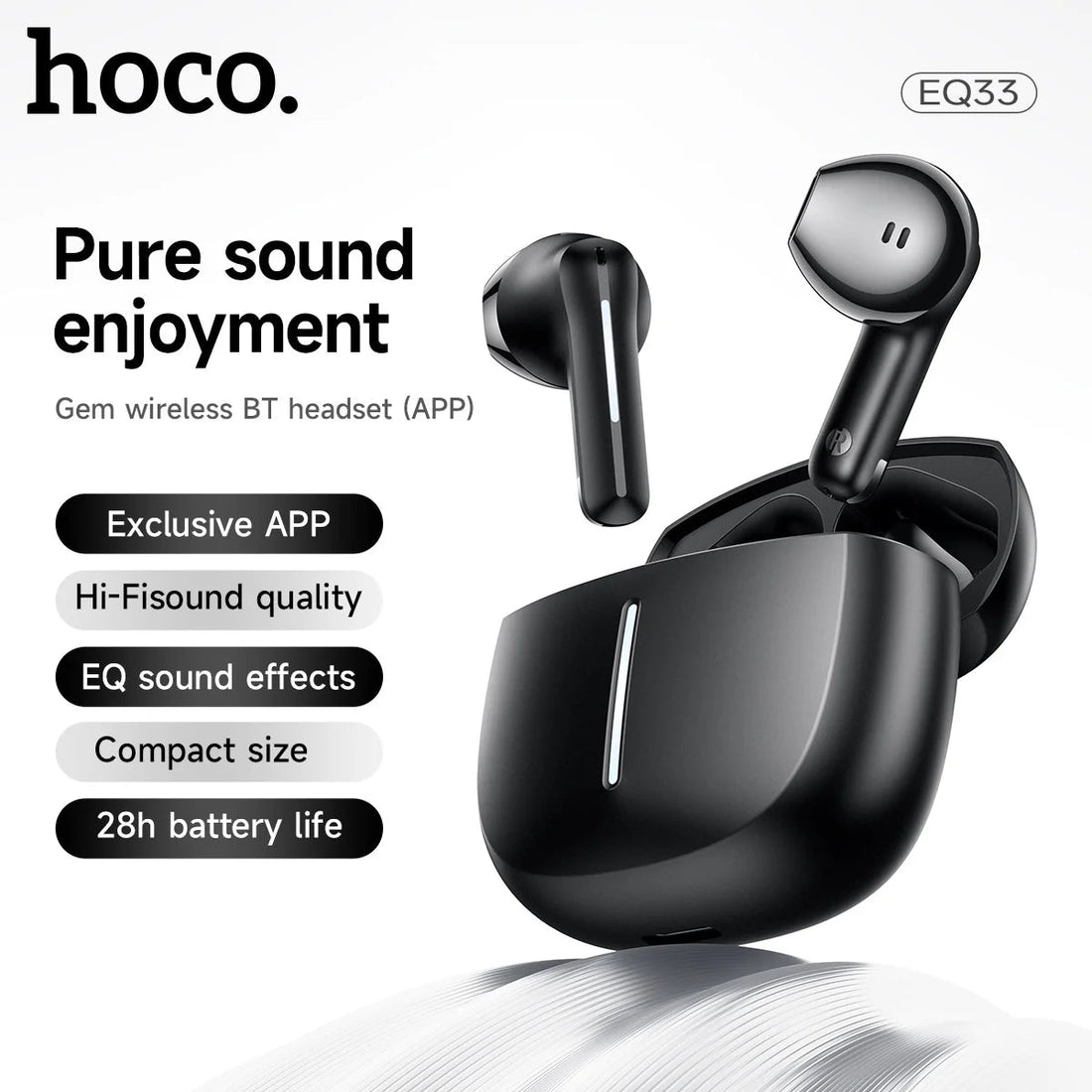 Hoco EQ33 Gem earbuds and charging case in black