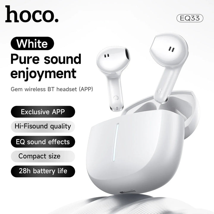 Auscultadores True Sem Fio Hoco EQ33 Gem Branco