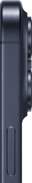 iPhone 15 Pro Blue Titanium camera detail; representative product image