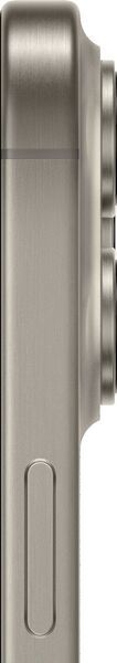 iPhone 15 Pro Natural Titanium camera detail; representative product image