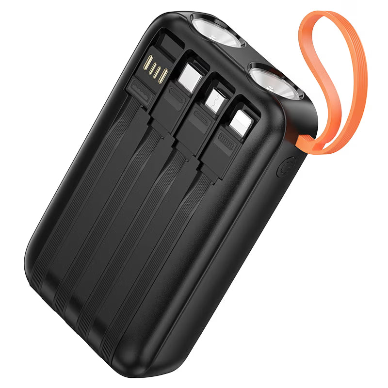 Hoco J151 Spirit power bank output ports and built-in cables