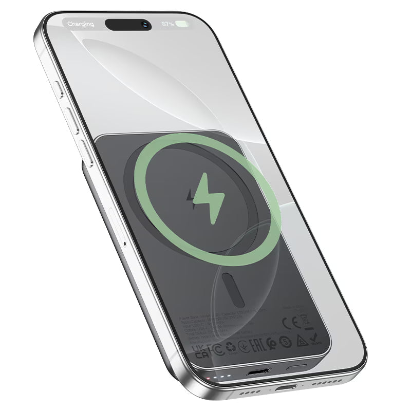 Hoco J160 5000mAh magnetic power bank charging a phone